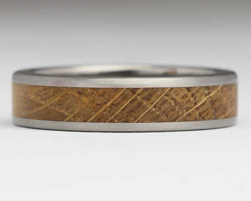 Womens wood inlay titanium wedding ring