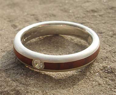 Wood inlay wedding ring