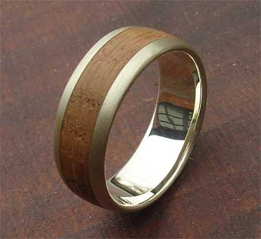 Wooden inlay gold ring