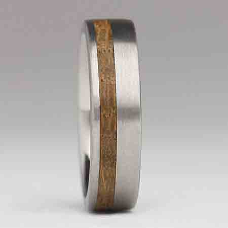 Wooden titanium wedding ring